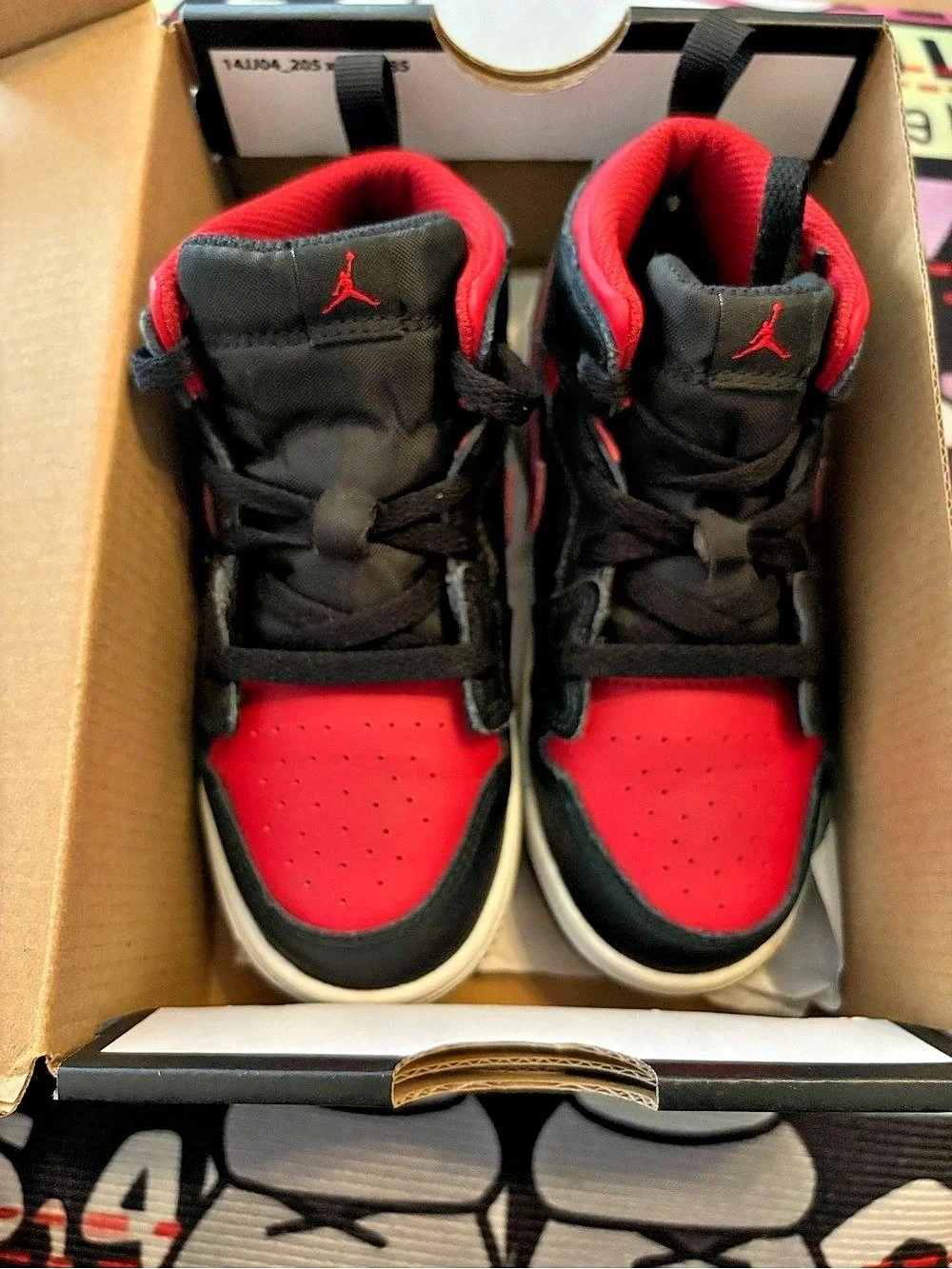 Jordan Jordan 1 Mid (TD) Black & Red Baby US 10c Like New